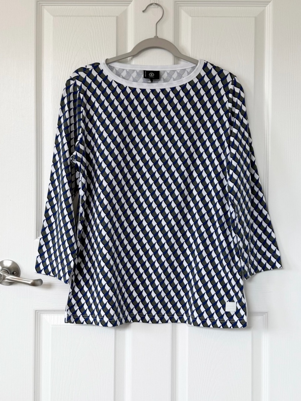 Bogner Geometric Long Sleeve Crewneck Top NWT